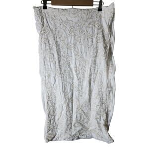 CROSCILL HOME White Gold Embroidered Floral Lightweight KING Pillow Shams Set/ 2